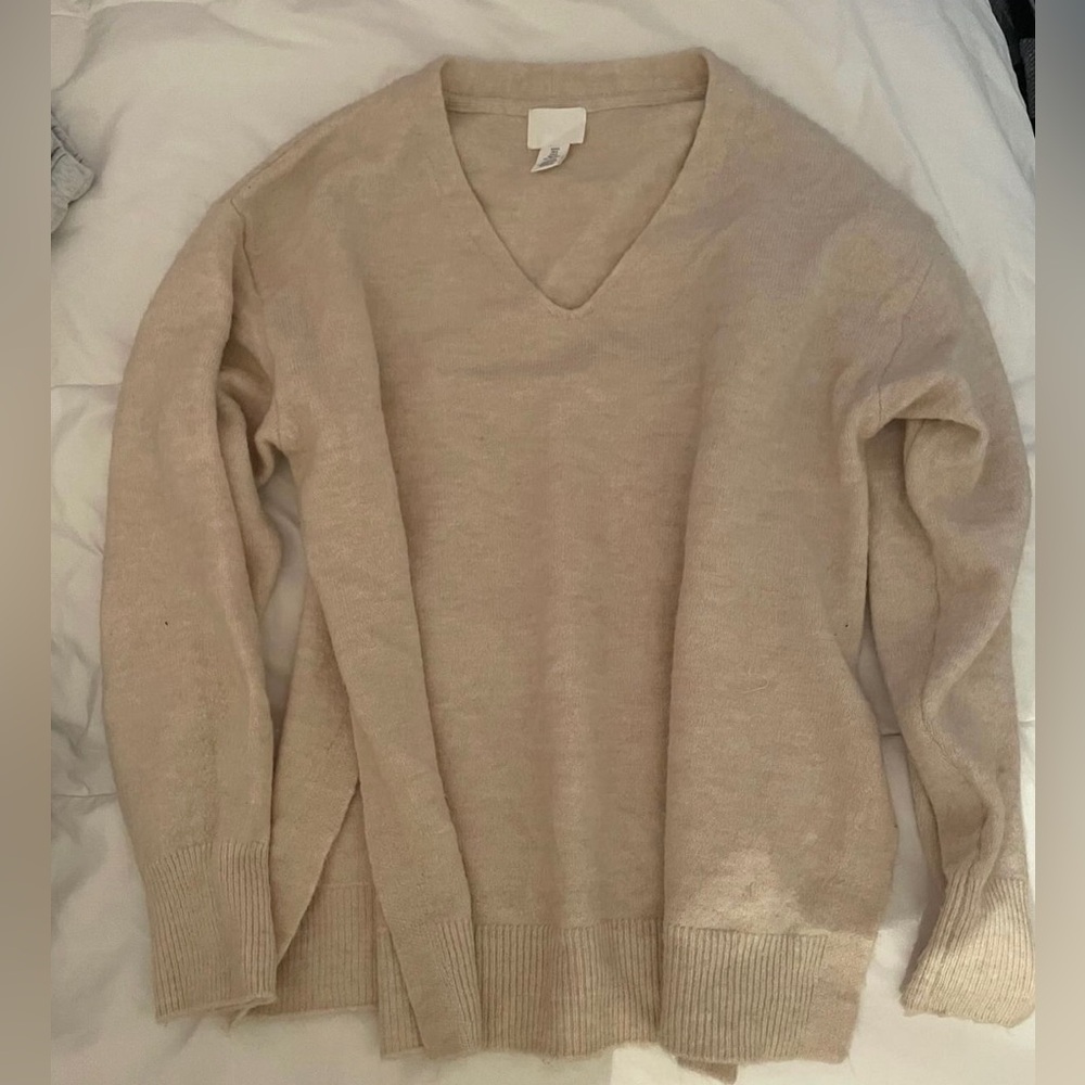 Tan H&M Oversized V-Neck Sweater size S